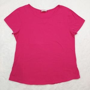 Danskin Now Pink Posey Short Sleeve Scoop Neck Athletic Workout T Shirt Size L